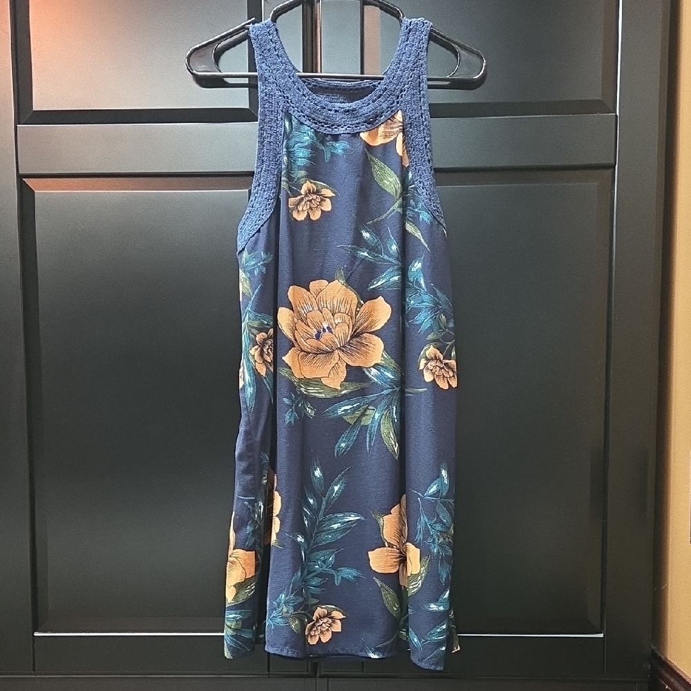 Entro Kids Floral Dress - Navy and Mustard